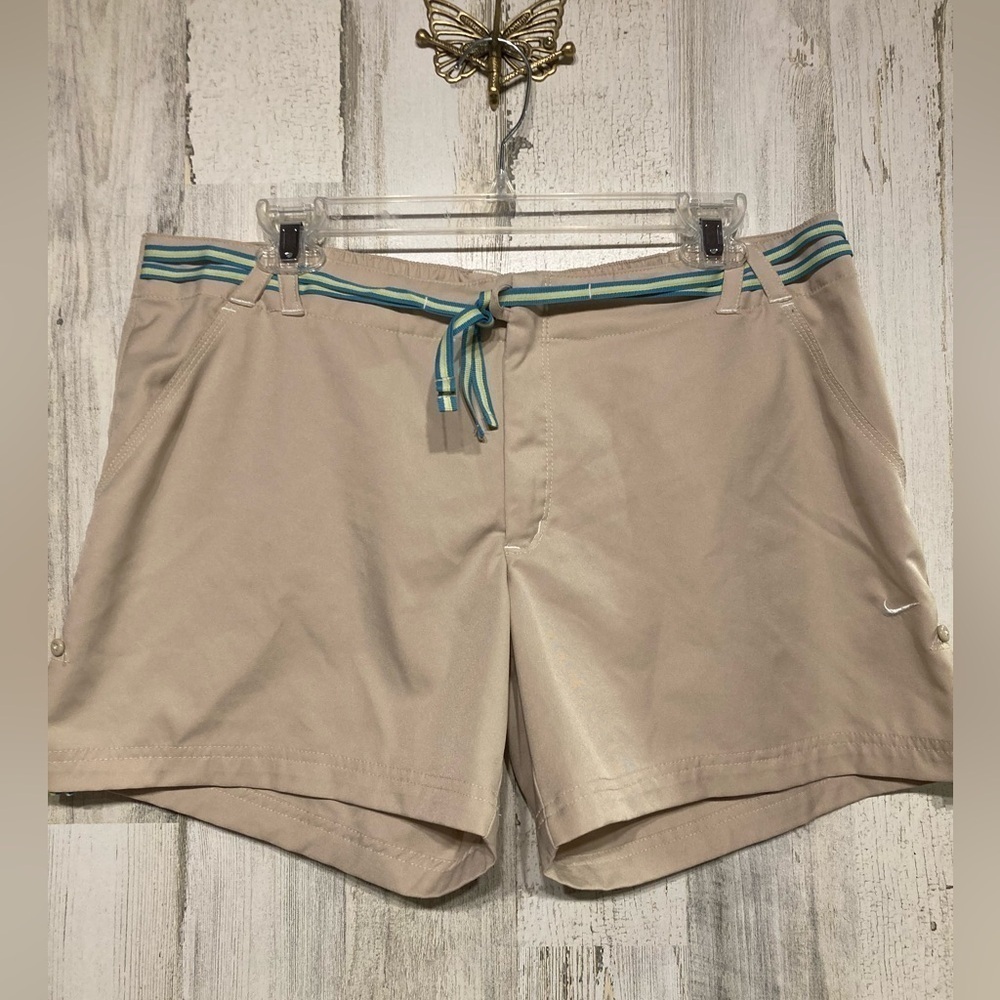 Nike Active Outdoor Tan Blue Waist Tie Shorts XL
